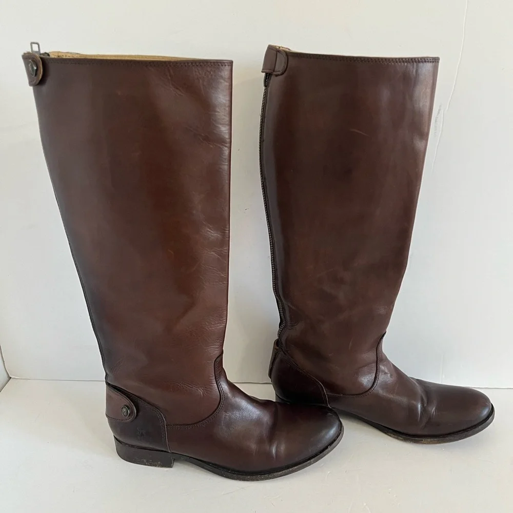 Frye Melissa Brown Leather Tall Riding Boots Size 7B
